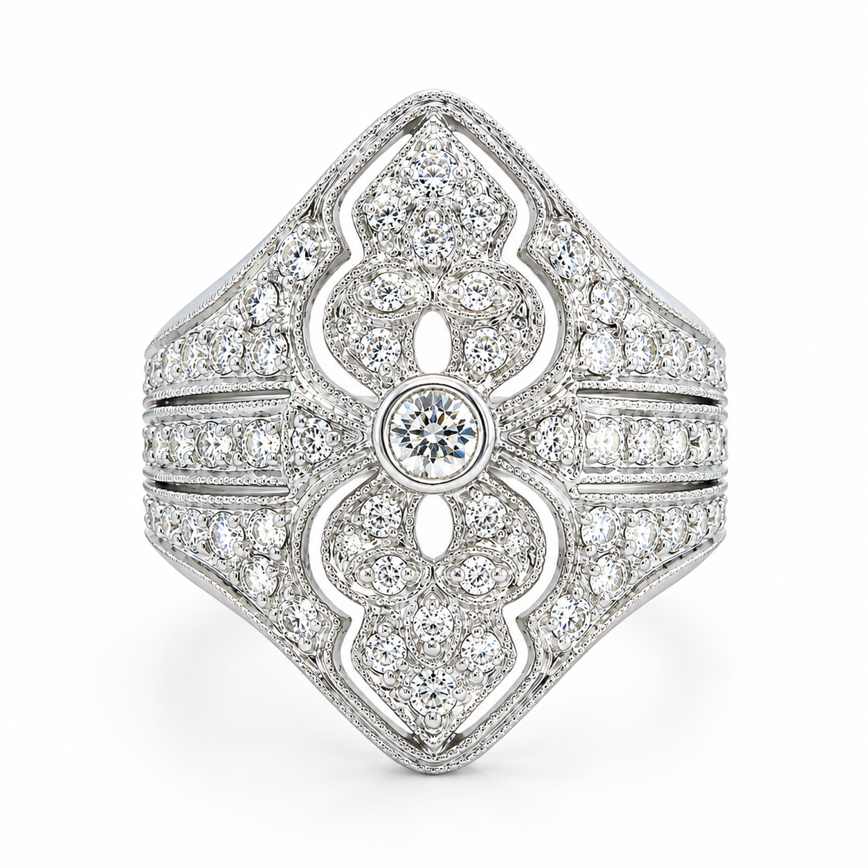 0.71 CT G-H/VS-SI1 Round Brilliant Cut Natural Diamonds Dress Ring