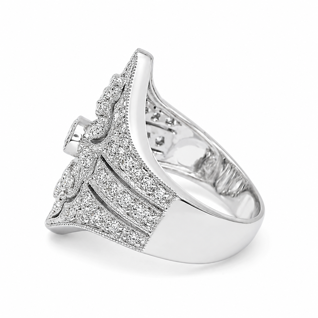 0.71 CT G-H/VS-SI1 Round Brilliant Cut Natural Diamonds Dress Ring