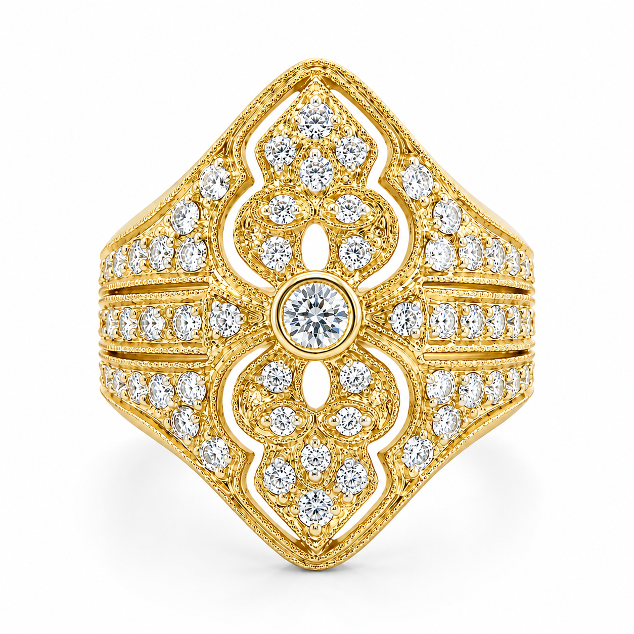 0.71 CT G-H/VS-SI1 Round Brilliant Cut Natural Diamonds Dress Ring