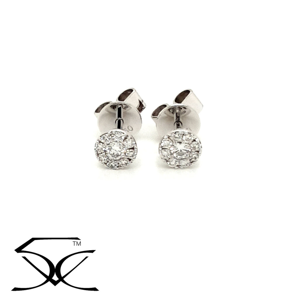 0.31 CT Round Brilliant Cut Natural Diamond Halo Studs Earring