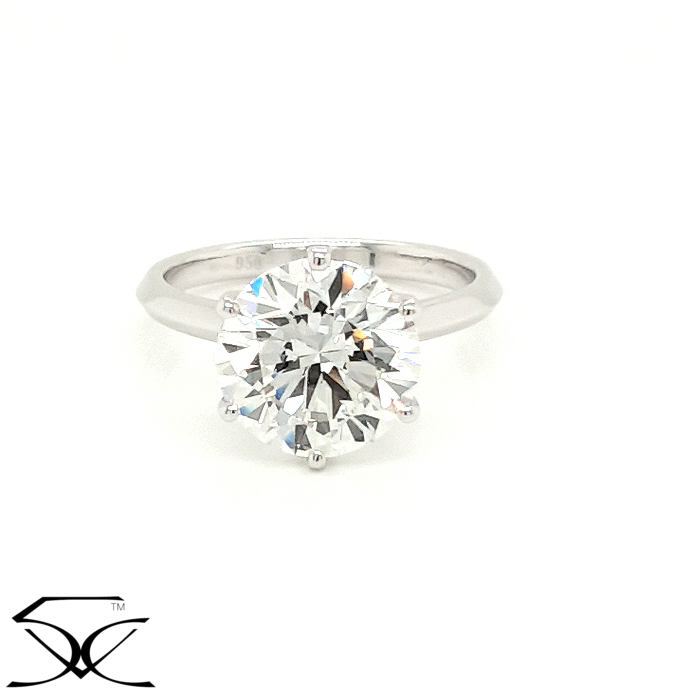 5.01 CT Diamond Engagement Ring with Six Claws Knife Edge Band