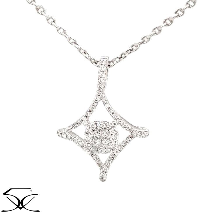 0.37 CT Natural Diamond Invisible Set Princess Pendant Necklace