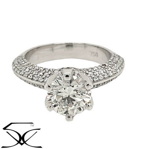 2.52 CT Pave Set Diamond Engagement Ring