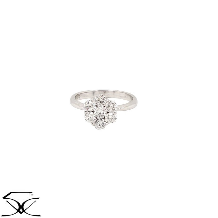 1.03 CT Seven Natural Round Brilliant Diamond Cluster Ring