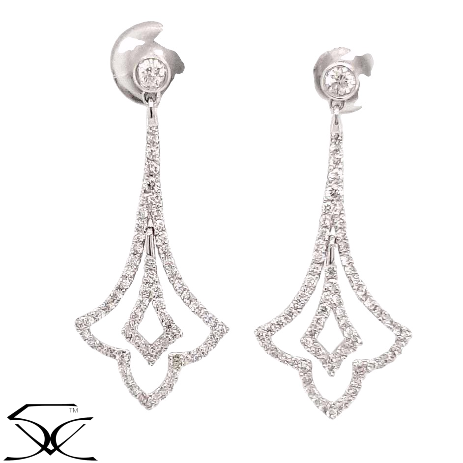 0.68 CT Natural Diamond Chandelier Earring in 18K Gold