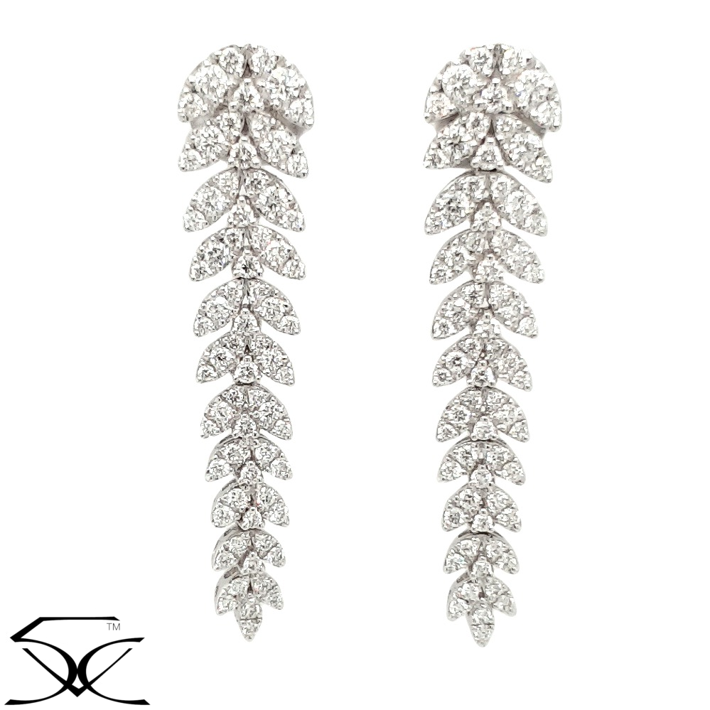 1.97 CT Natural Diamond Chandelier Earring in 18K Gold