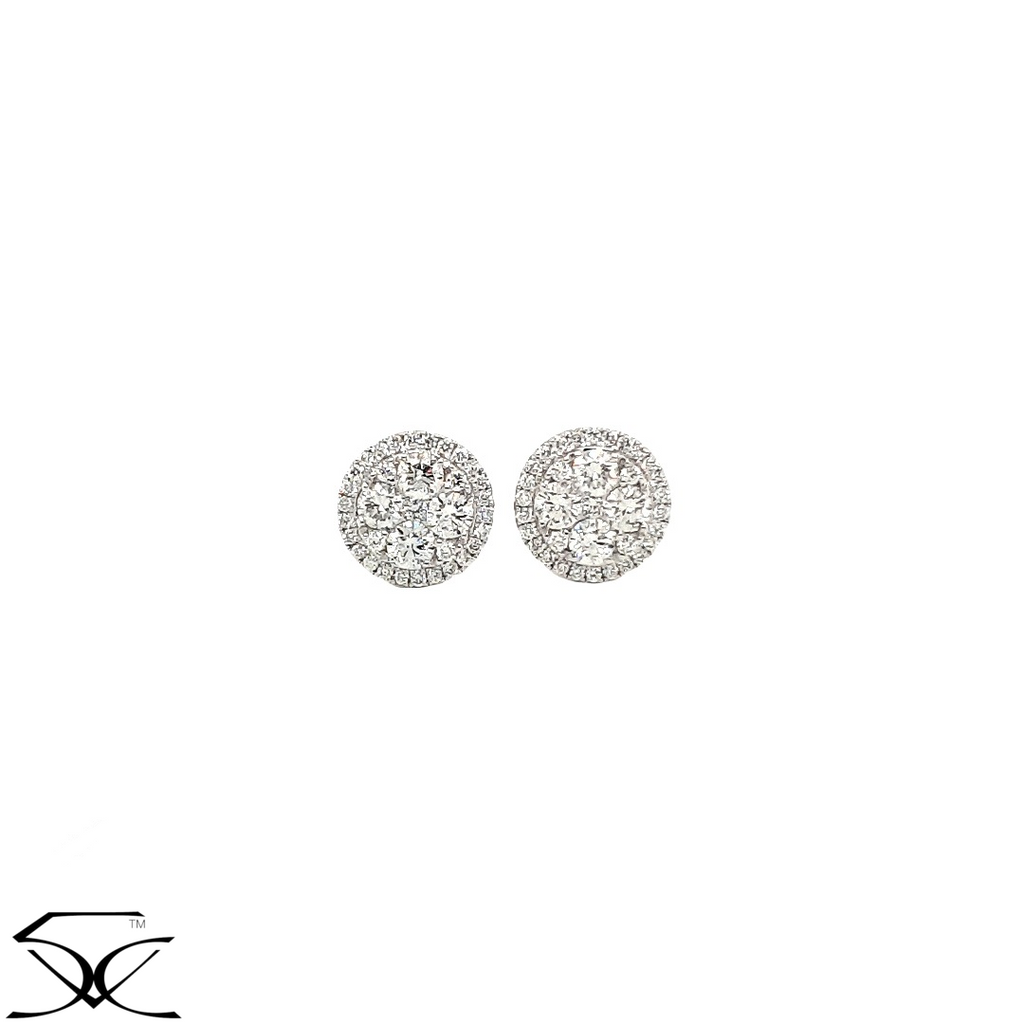 0.90 CT Natural Diamond Invisible Set Single Halo Stud Earring