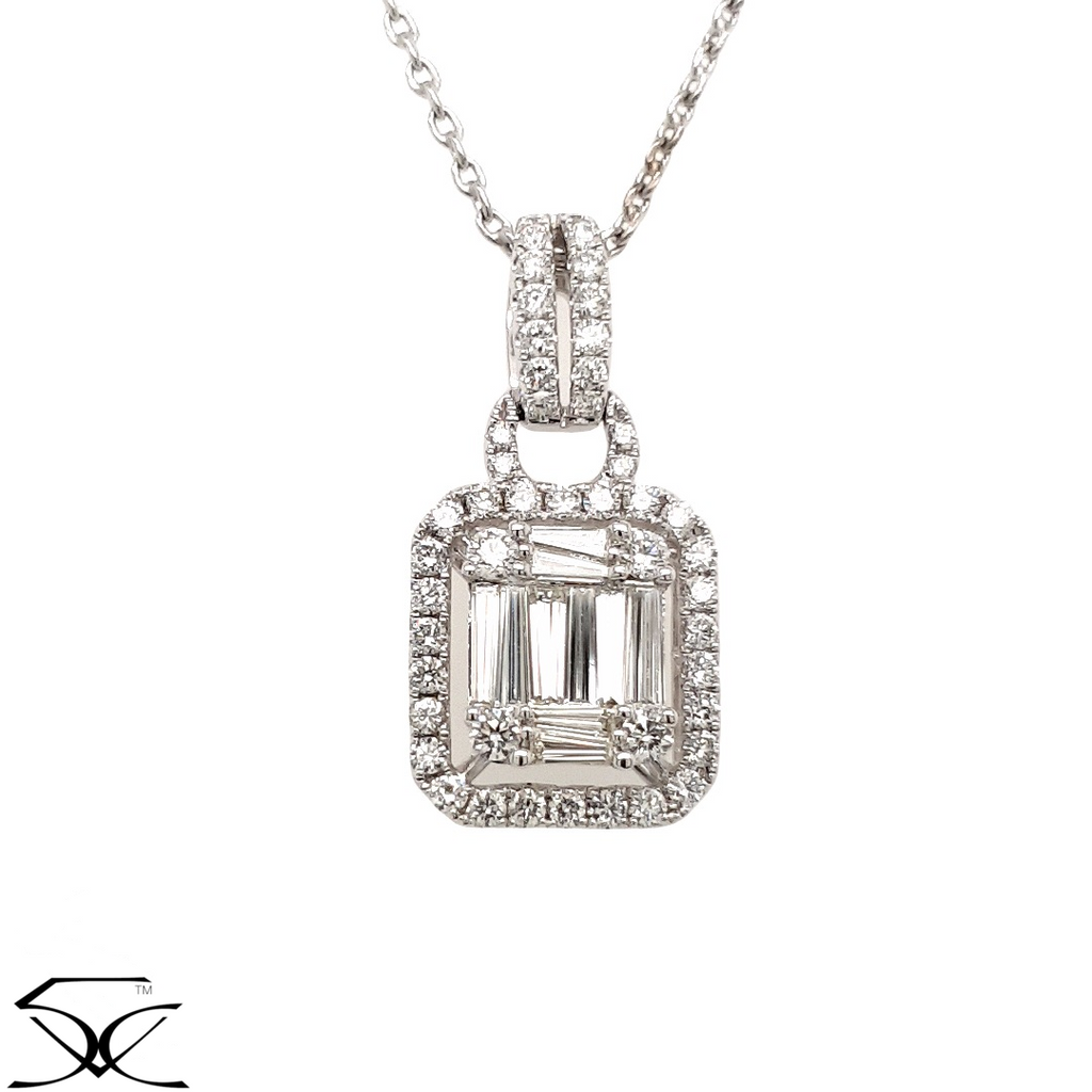 1.51 CT Natural Diamond Illusion Set Single Halo Pendant With Chain